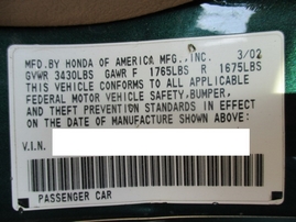 2002 HONDA CIVIC DX GREEN 2DR 1.7L AT A16504
